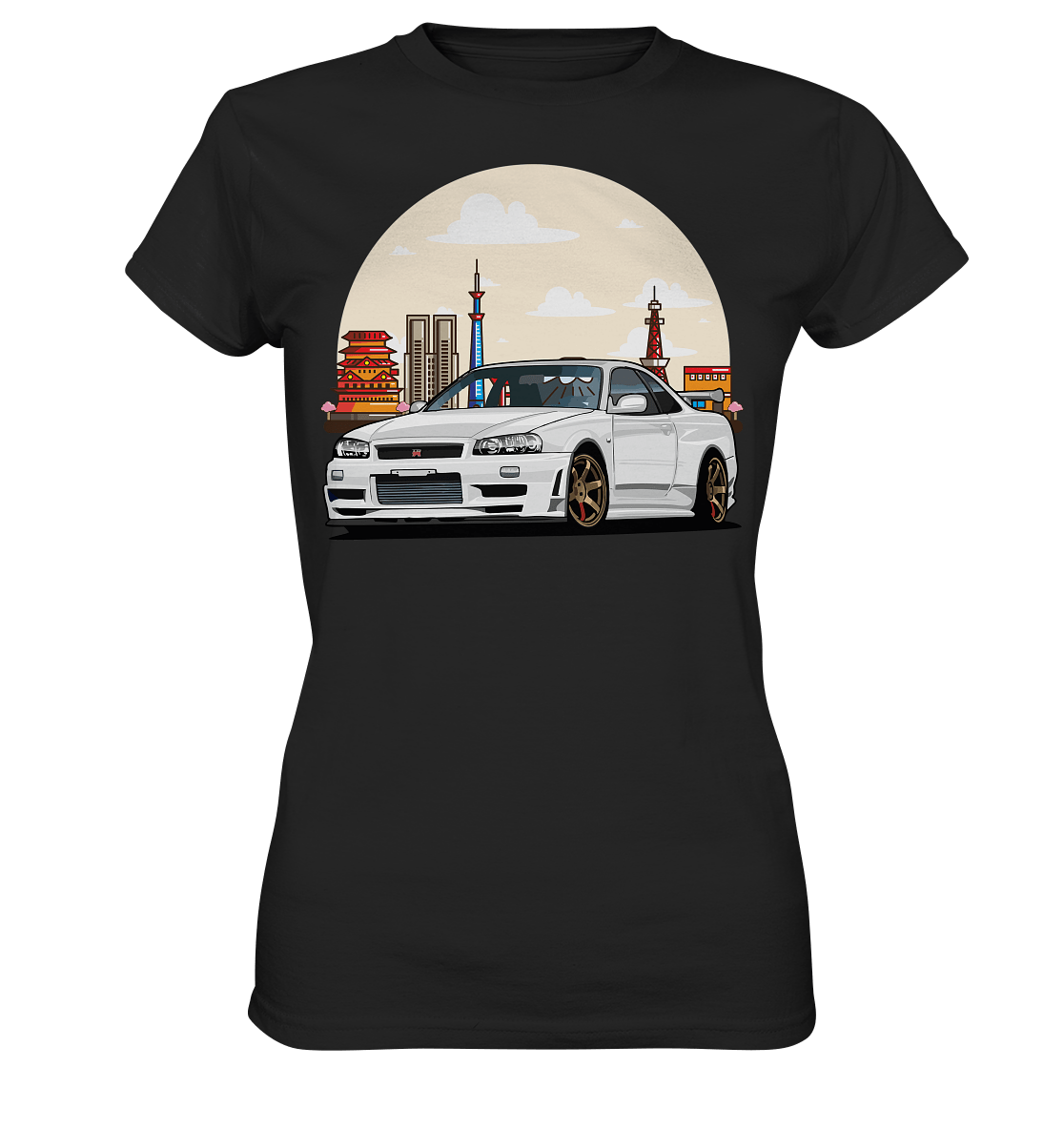 White R34 GTR - Ladies Premium Shirt - MotoMerch.de