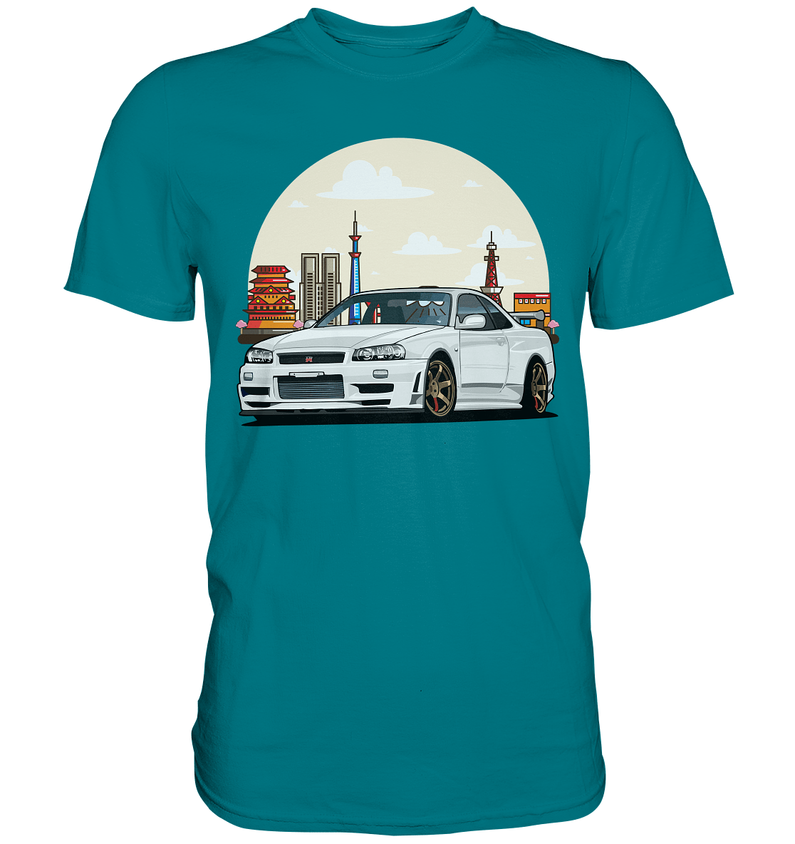 White R34 GTR - Premium Shirt - MotoMerch.de