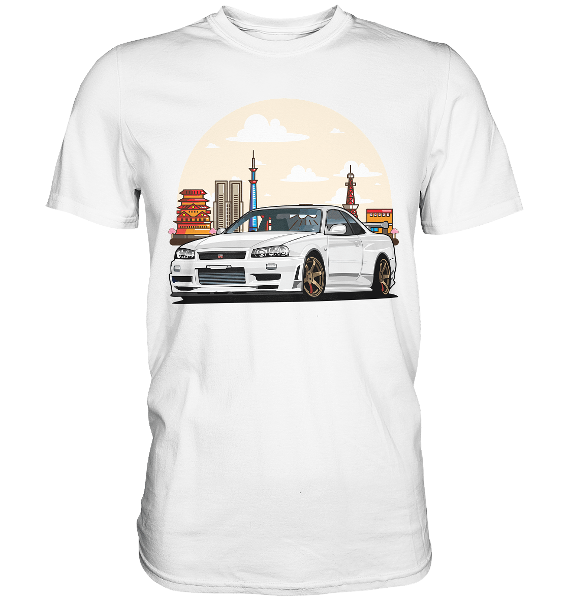 White R34 GTR - Premium Shirt - MotoMerch.de