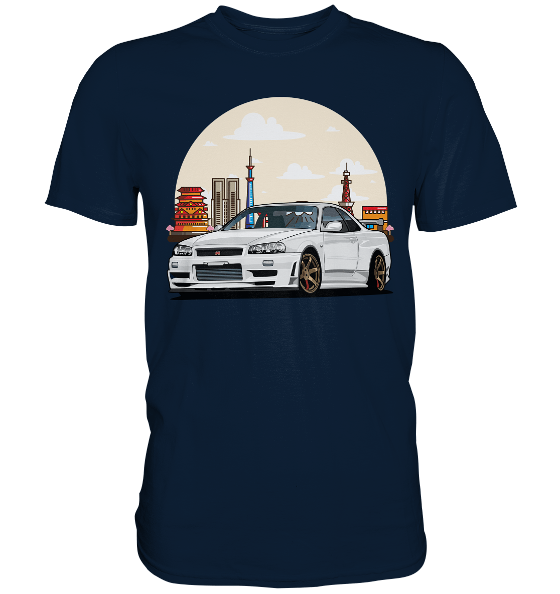 White R34 GTR - Premium Shirt - MotoMerch.de
