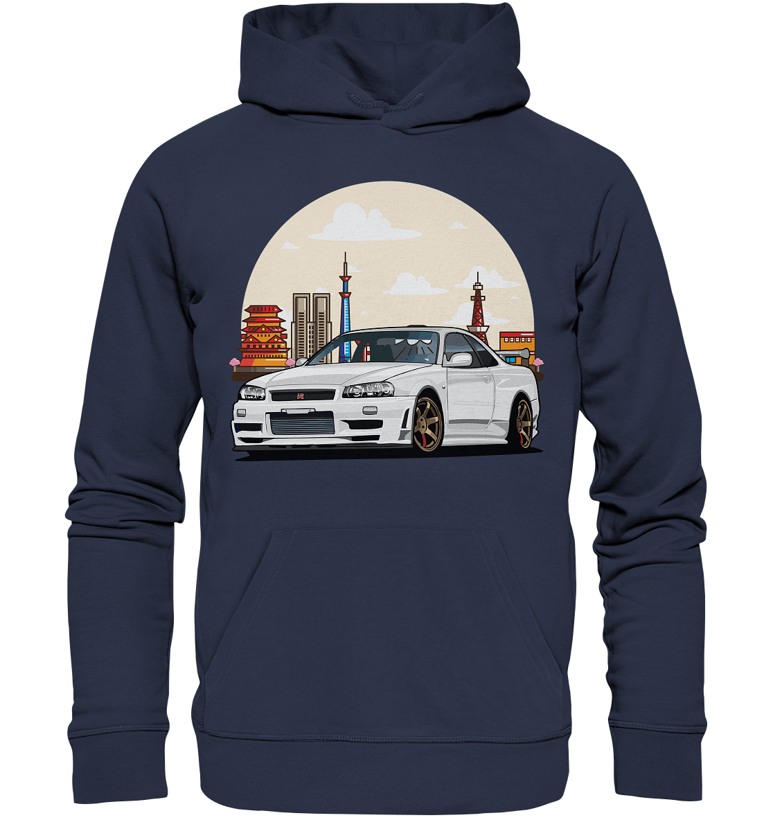 White R34 GTR - Premium Unisex Hoodie - MotoMerch.de