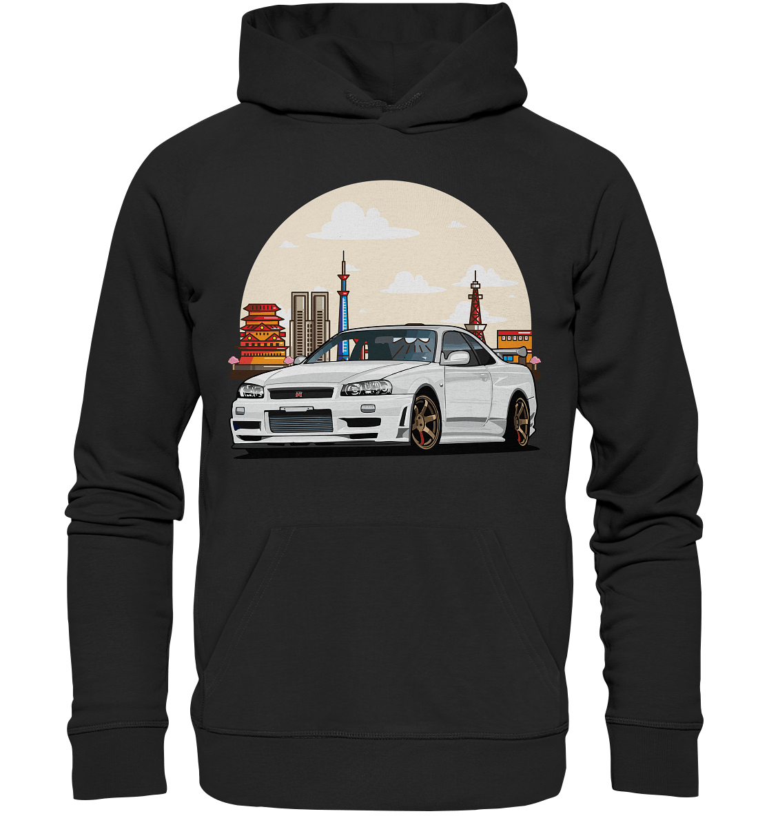 White R34 GTR - Premium Unisex Hoodie - MotoMerch.de