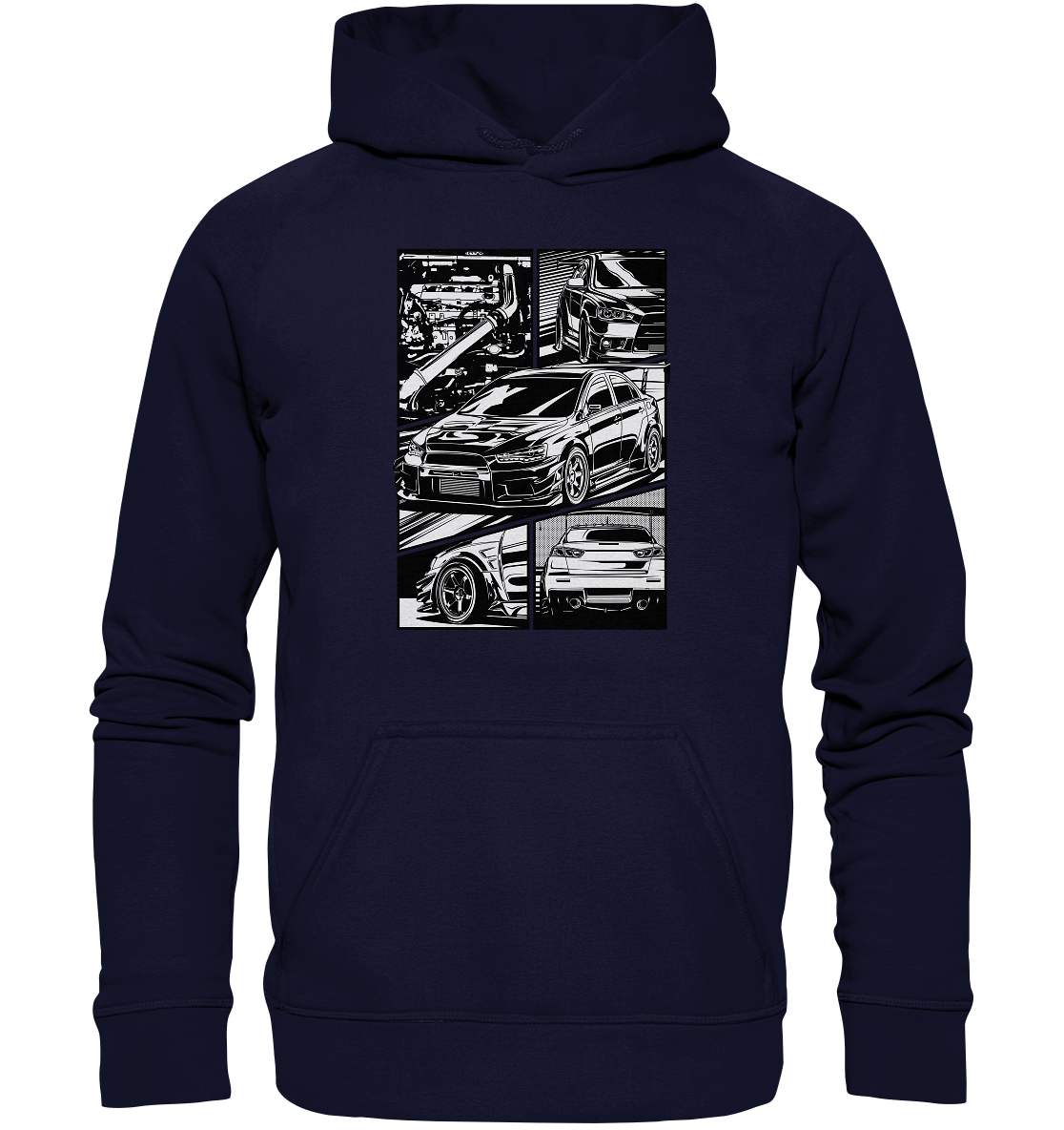 black and white Lancer Evo X - Basic Unisex Hoodie - MotoMerch.de