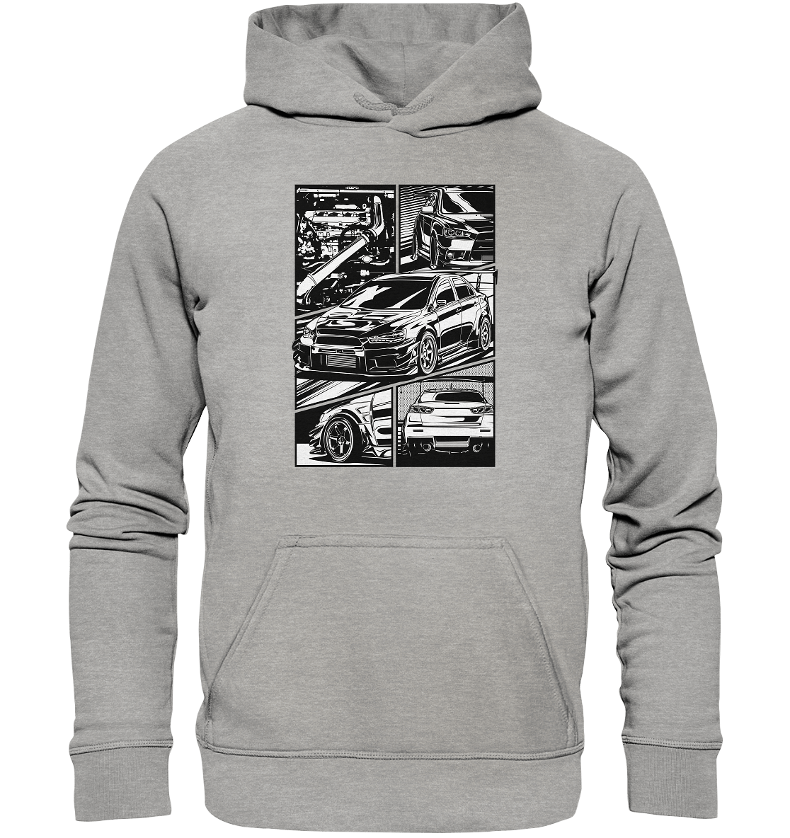 black and white Lancer Evo X - Basic Unisex Hoodie - MotoMerch.de