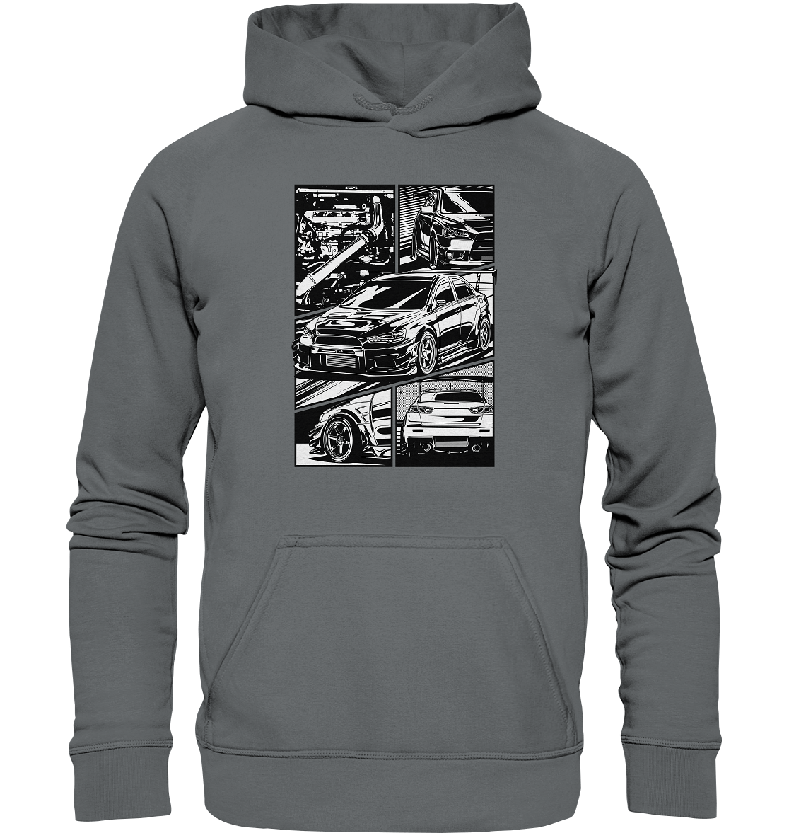 black and white Lancer Evo X - Basic Unisex Hoodie - MotoMerch.de