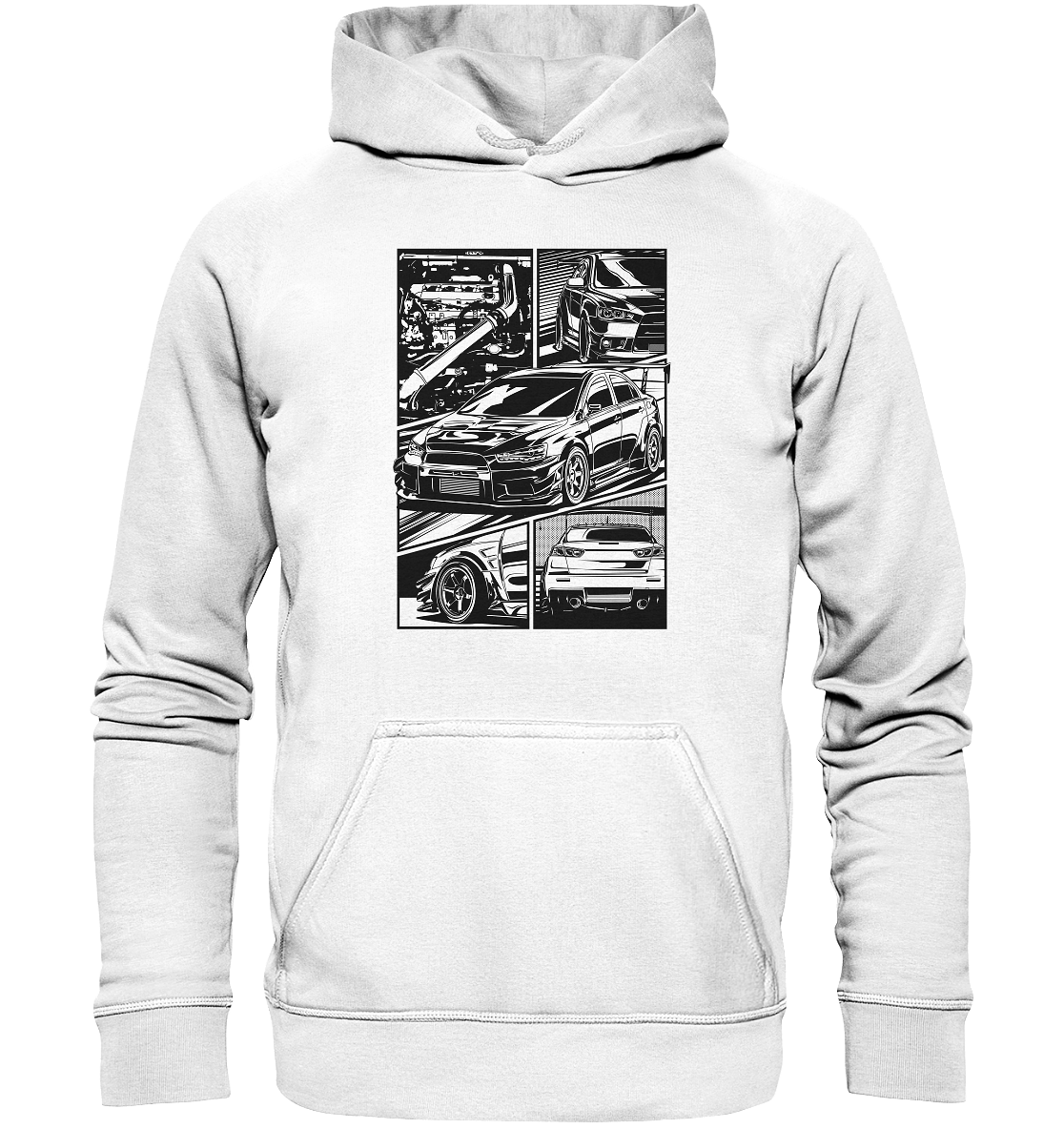 black and white Lancer Evo X - Basic Unisex Hoodie - MotoMerch.de