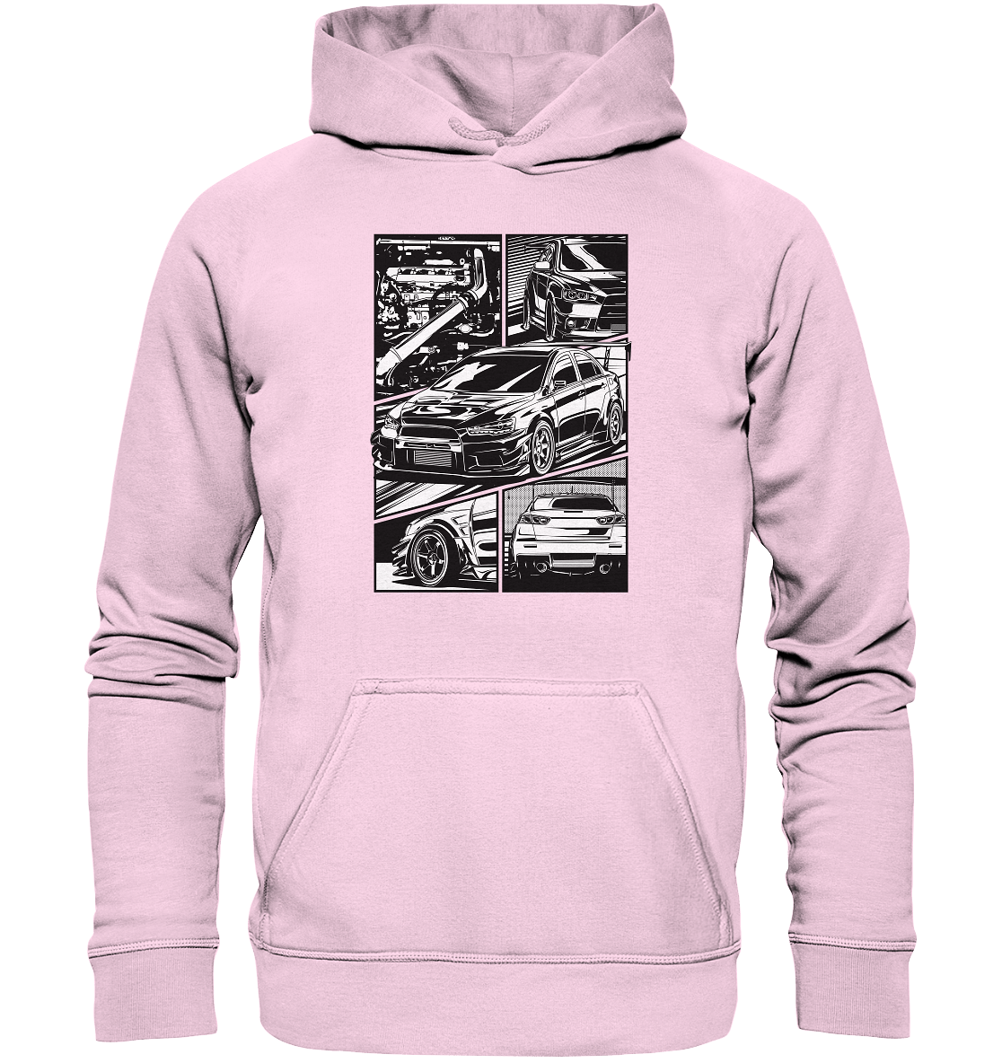 black and white Lancer Evo X - Basic Unisex Hoodie - MotoMerch.de