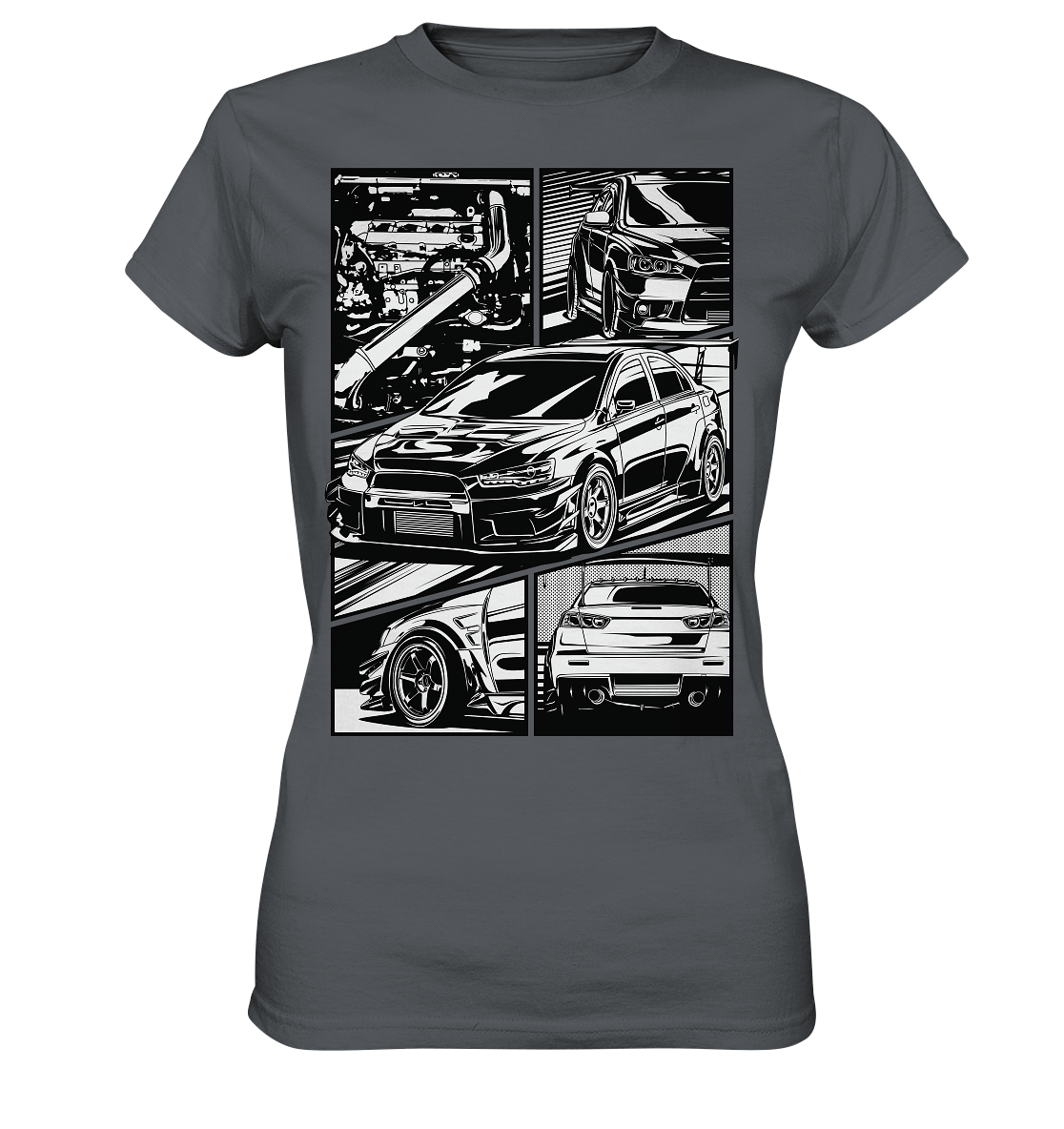 black and white Lancer Evo X - Ladies Premium Shirt - MotoMerch.de