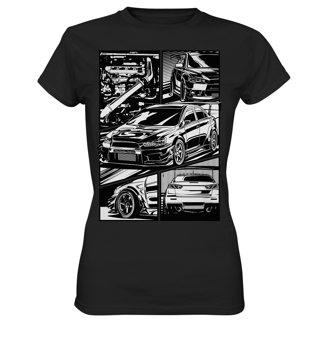 black and white Lancer Evo X - Ladies Premium Shirt - MotoMerch.de