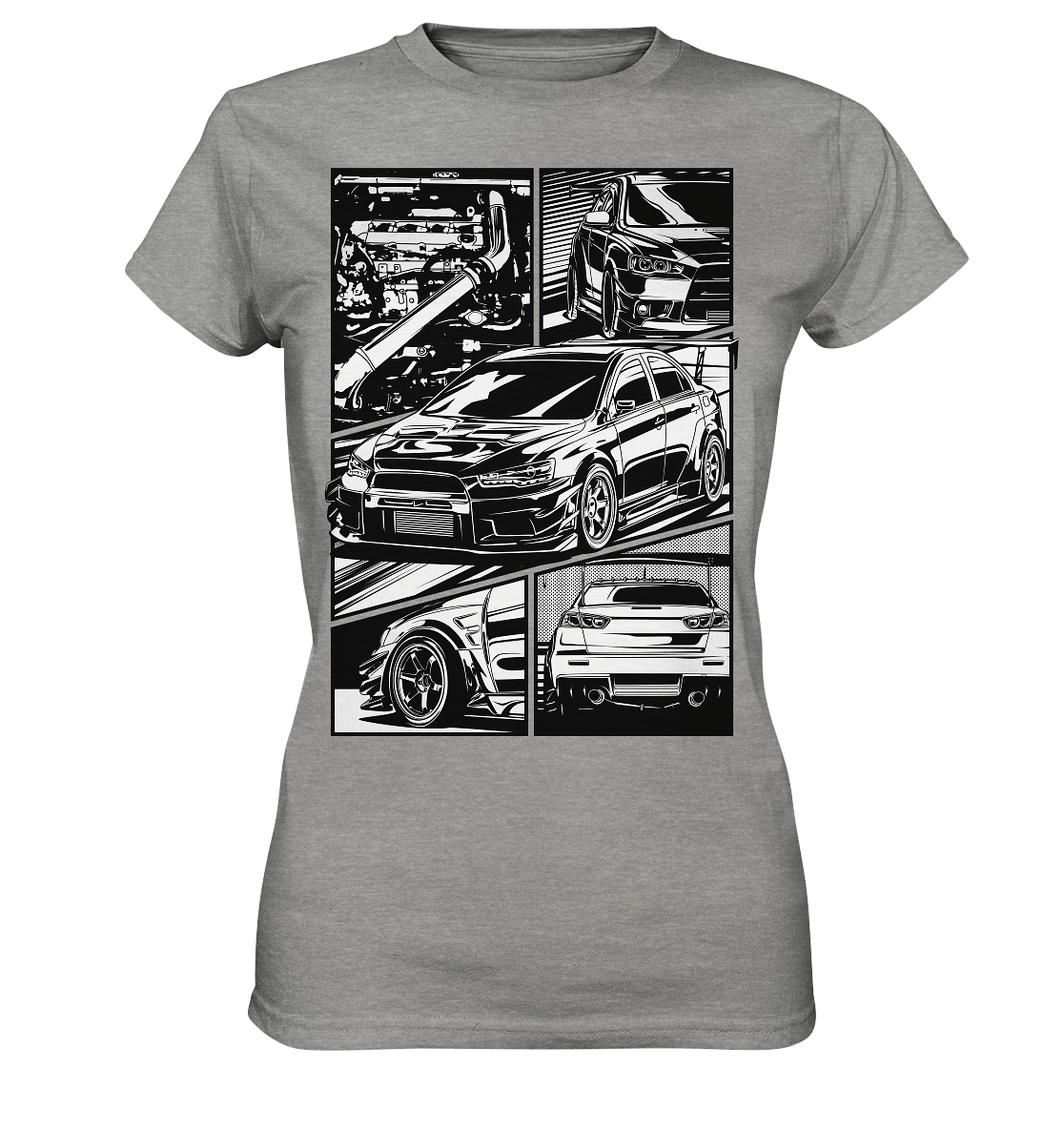 black and white Lancer Evo X - Ladies Premium Shirt - MotoMerch.de