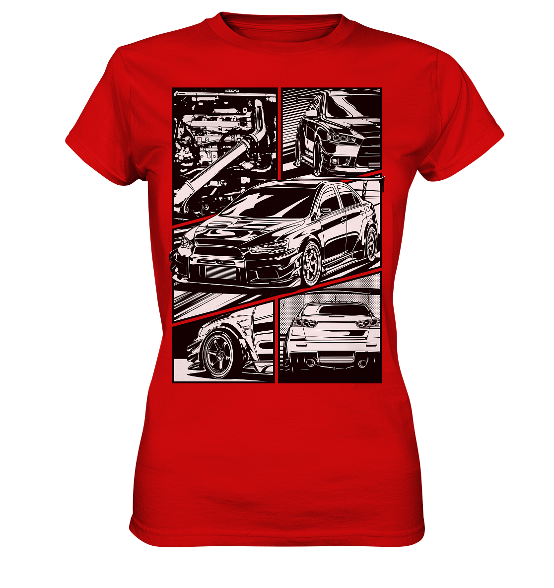 black and white Lancer Evo X - Ladies Premium Shirt - MotoMerch.de