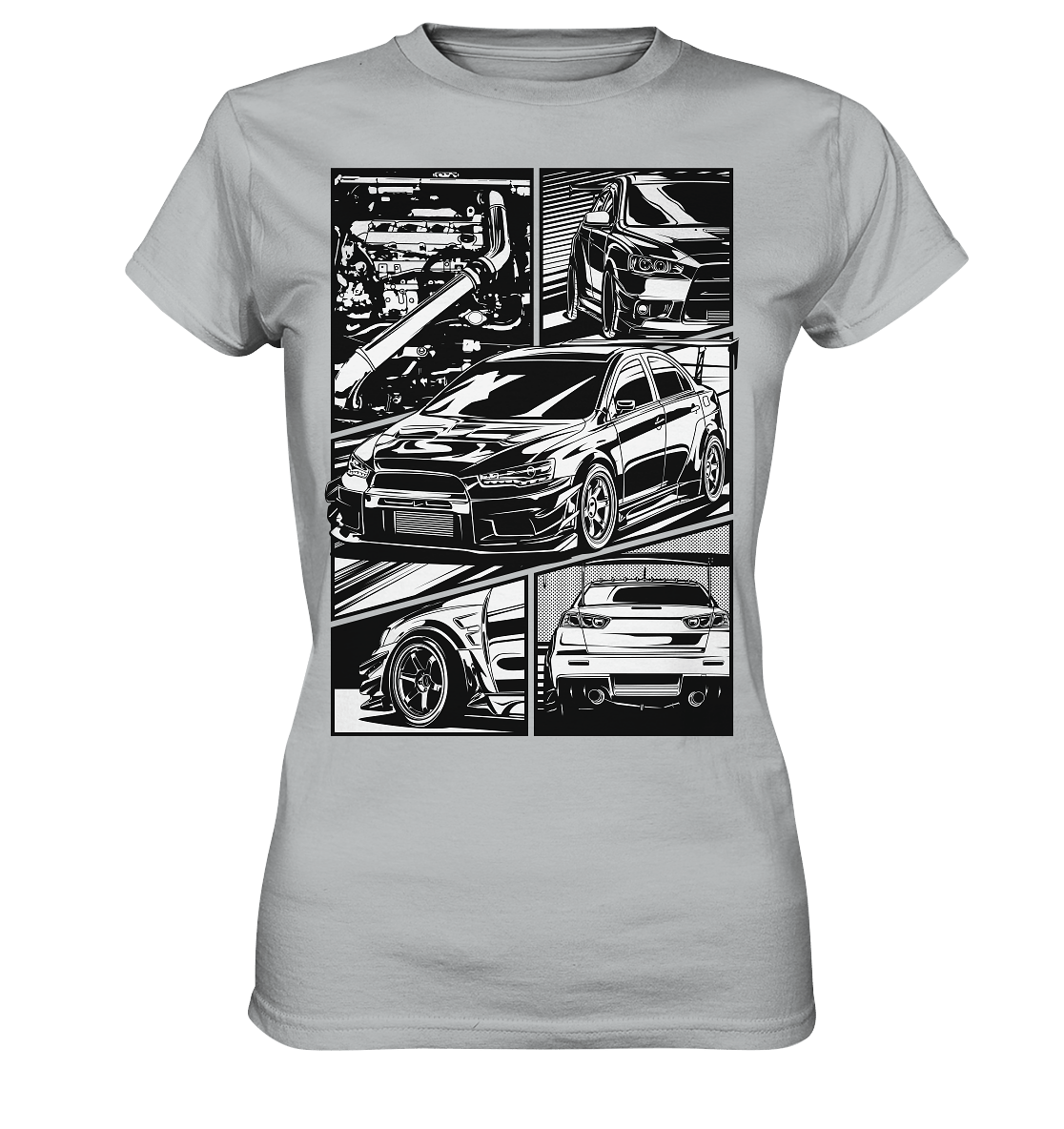 black and white Lancer Evo X - Ladies Premium Shirt - MotoMerch.de