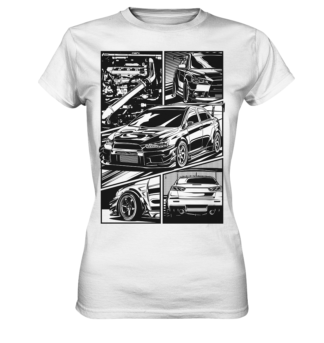 black and white Lancer Evo X - Ladies Premium Shirt - MotoMerch.de