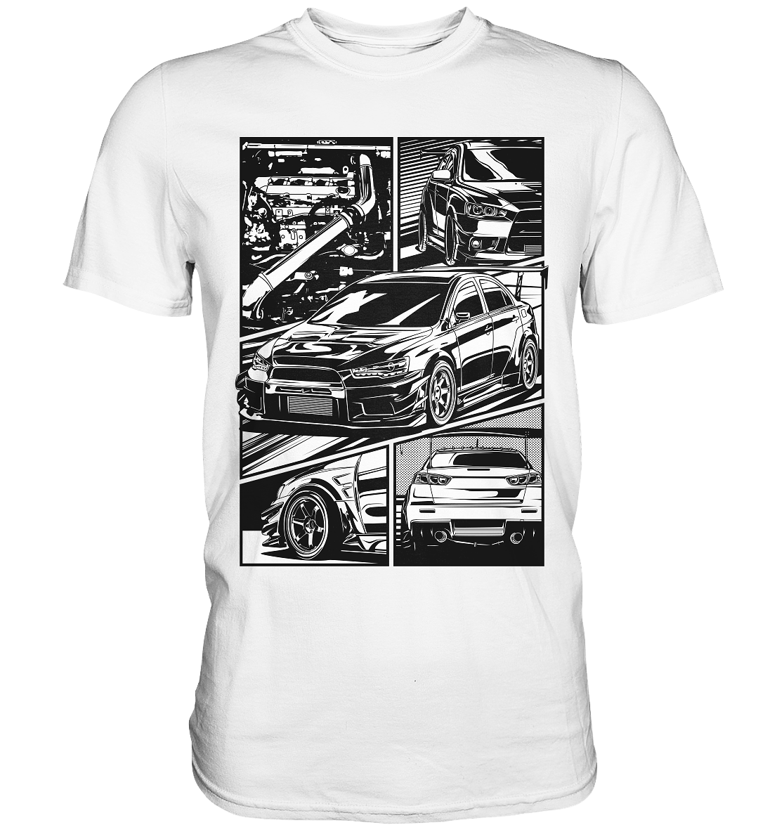 black and white Lancer Evo X - Premium Shirt - MotoMerch.de