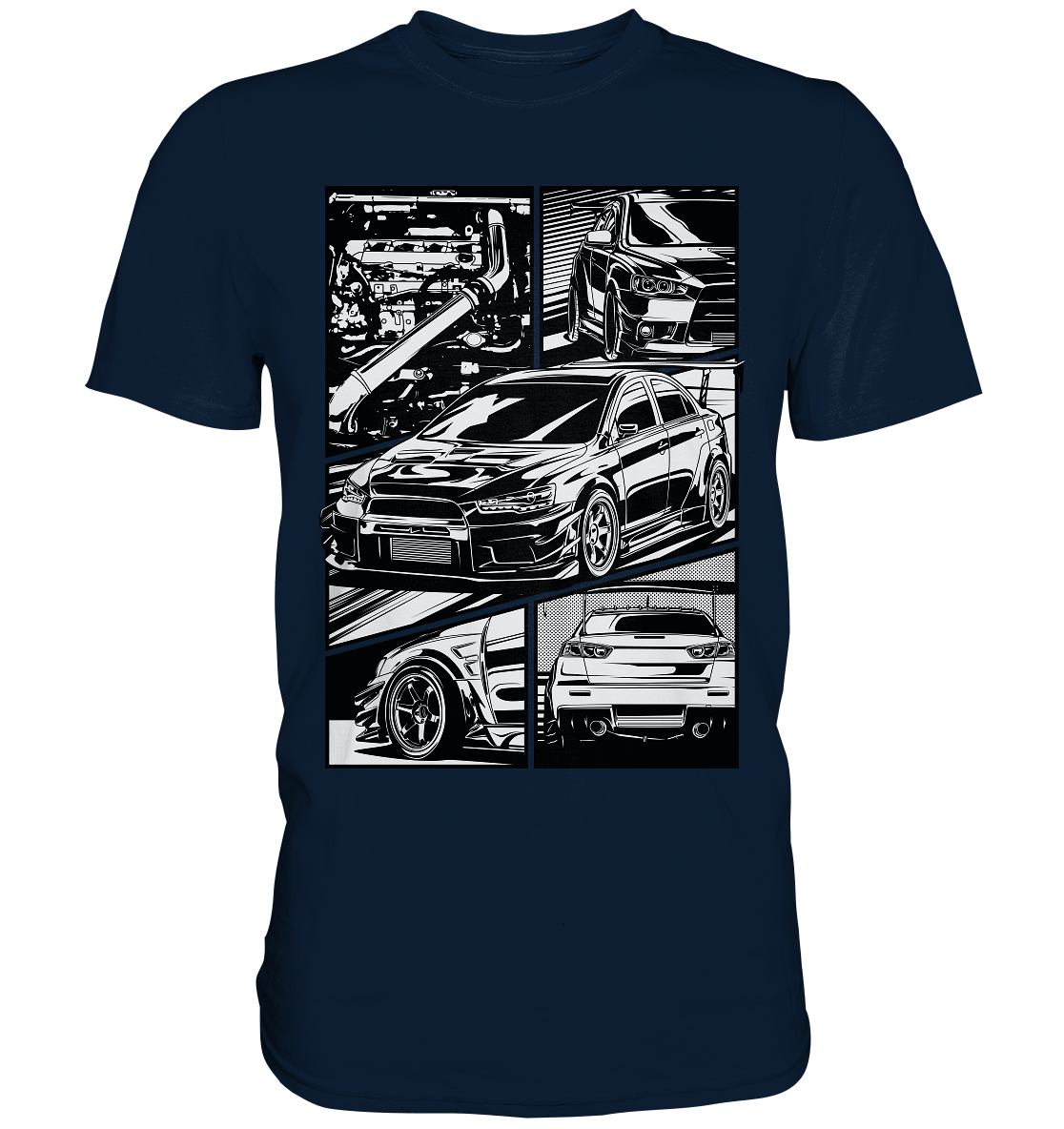 black and white Lancer Evo X - Premium Shirt - MotoMerch.de