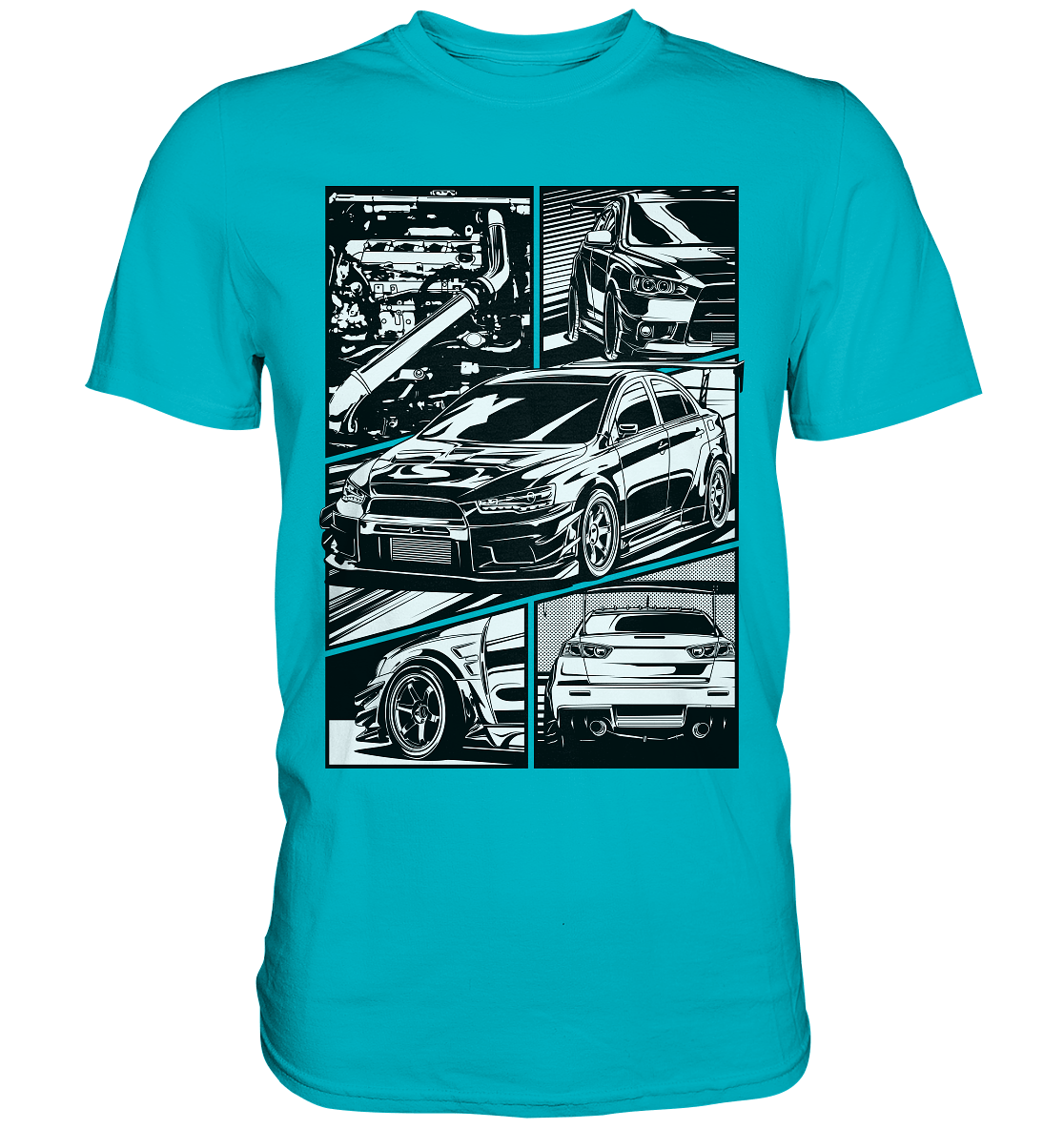 black and white Lancer Evo X - Premium Shirt - MotoMerch.de