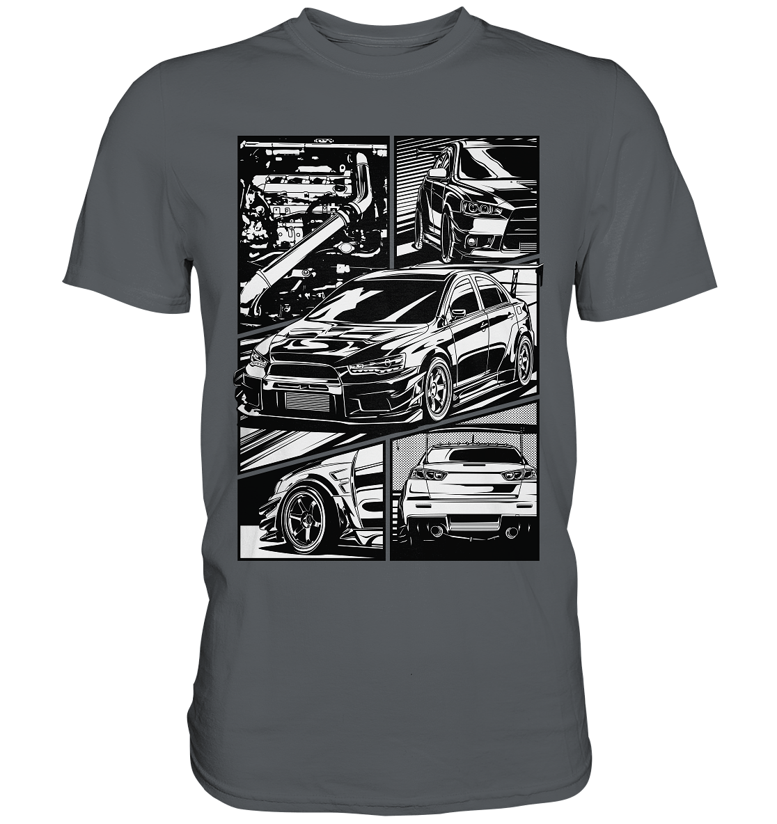 black and white Lancer Evo X - Premium Shirt - MotoMerch.de