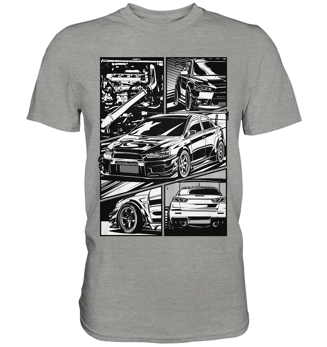 black and white Lancer Evo X - Premium Shirt - MotoMerch.de