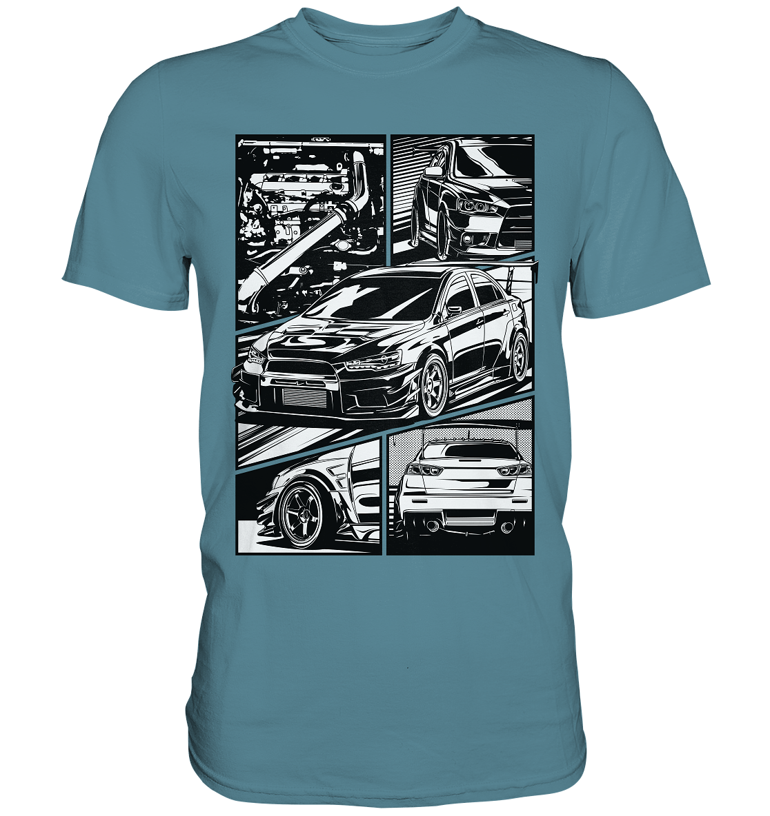 black and white Lancer Evo X - Premium Shirt - MotoMerch.de