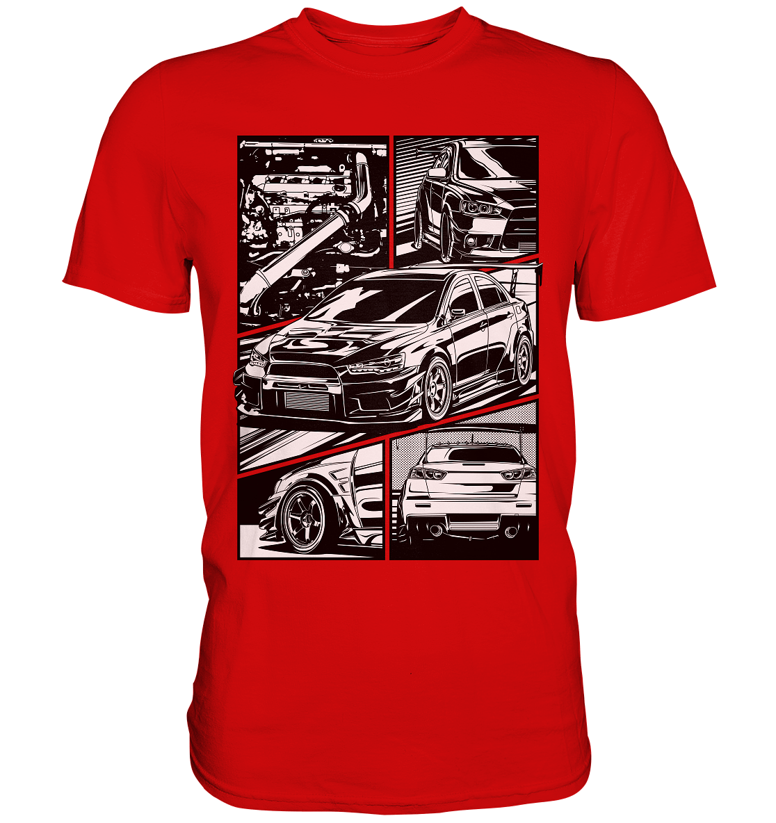 black and white Lancer Evo X - Premium Shirt - MotoMerch.de