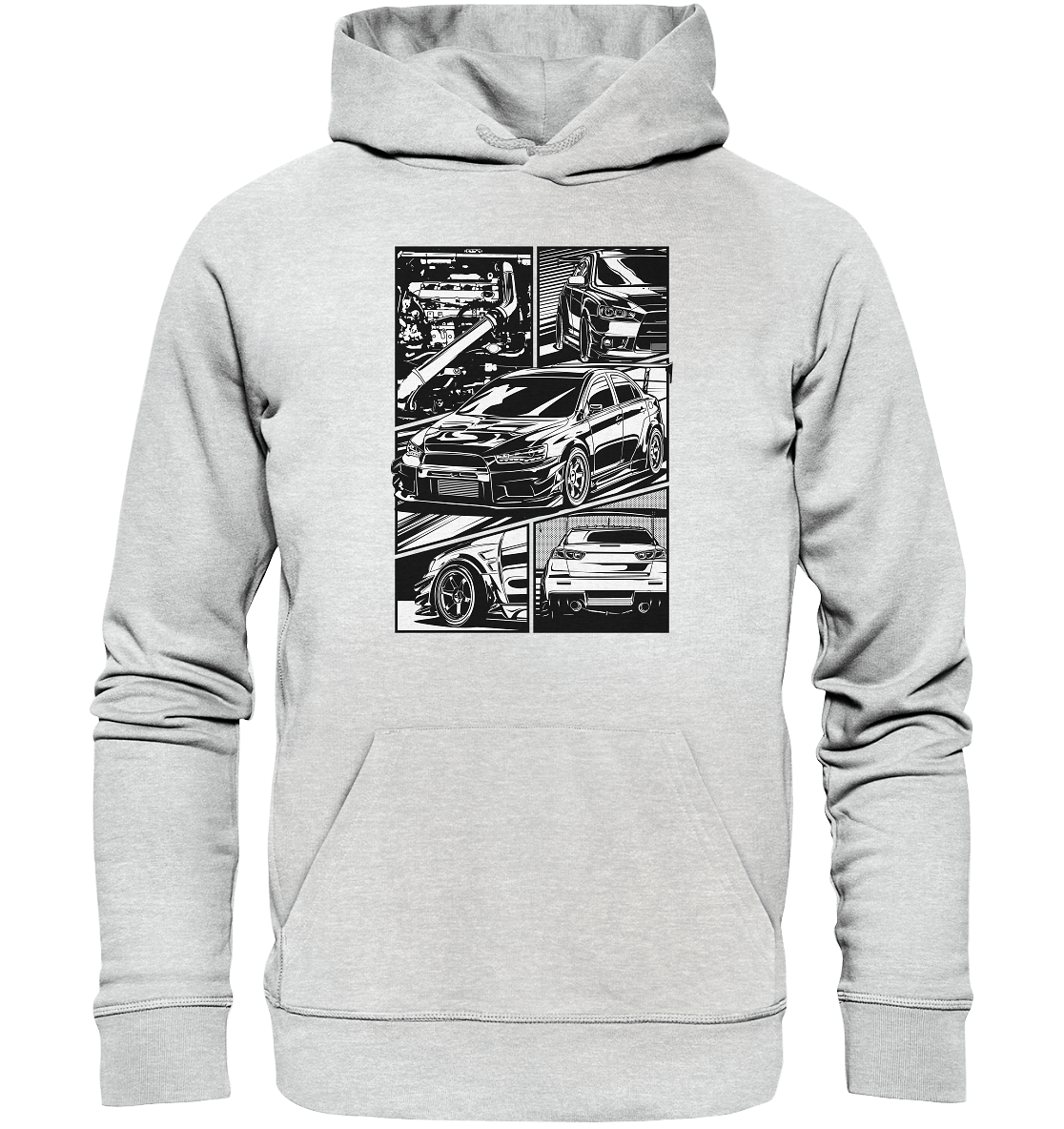 black and white Lancer Evo X - Premium Unisex Hoodie - MotoMerch.de