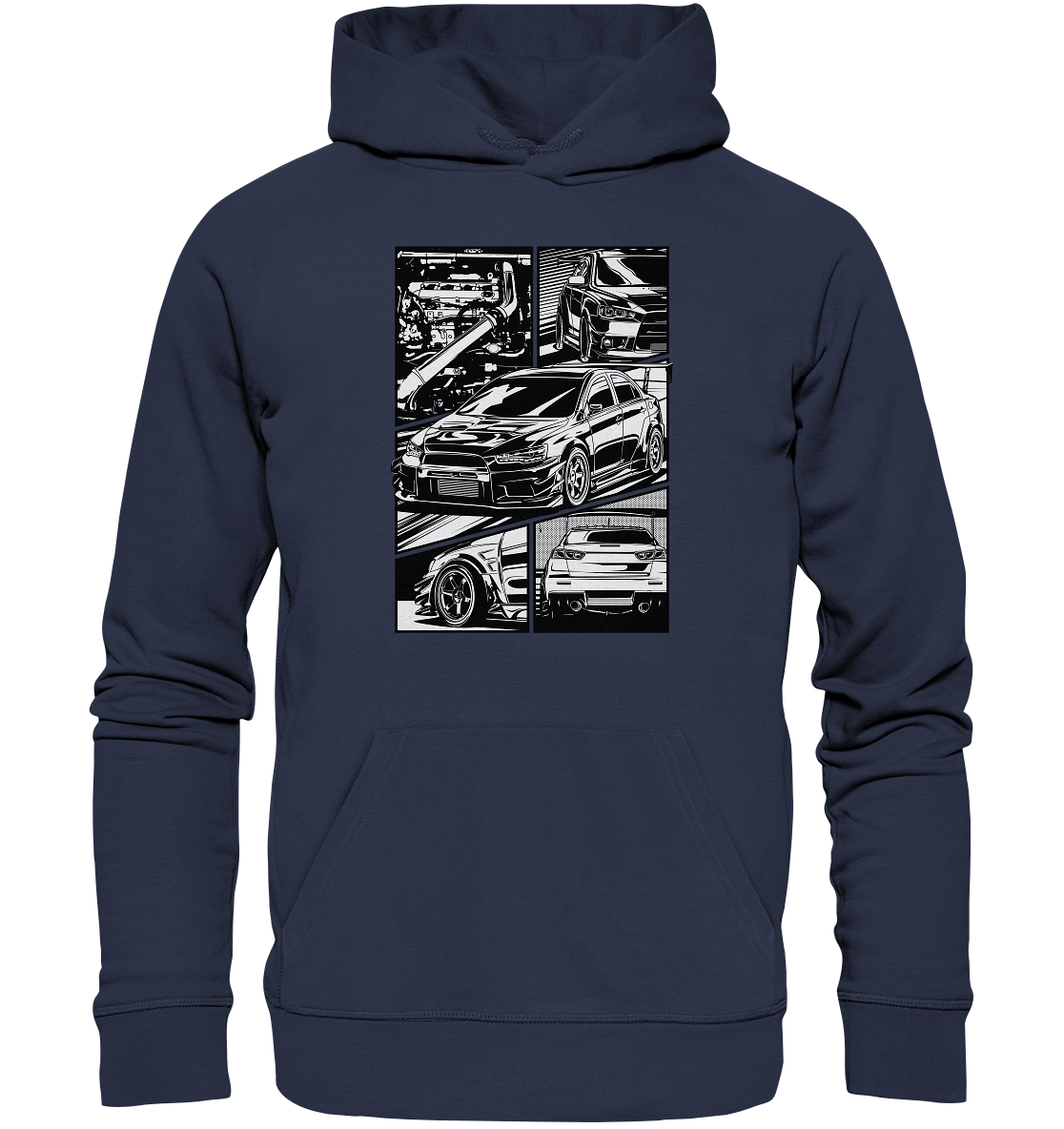 black and white Lancer Evo X - Premium Unisex Hoodie - MotoMerch.de