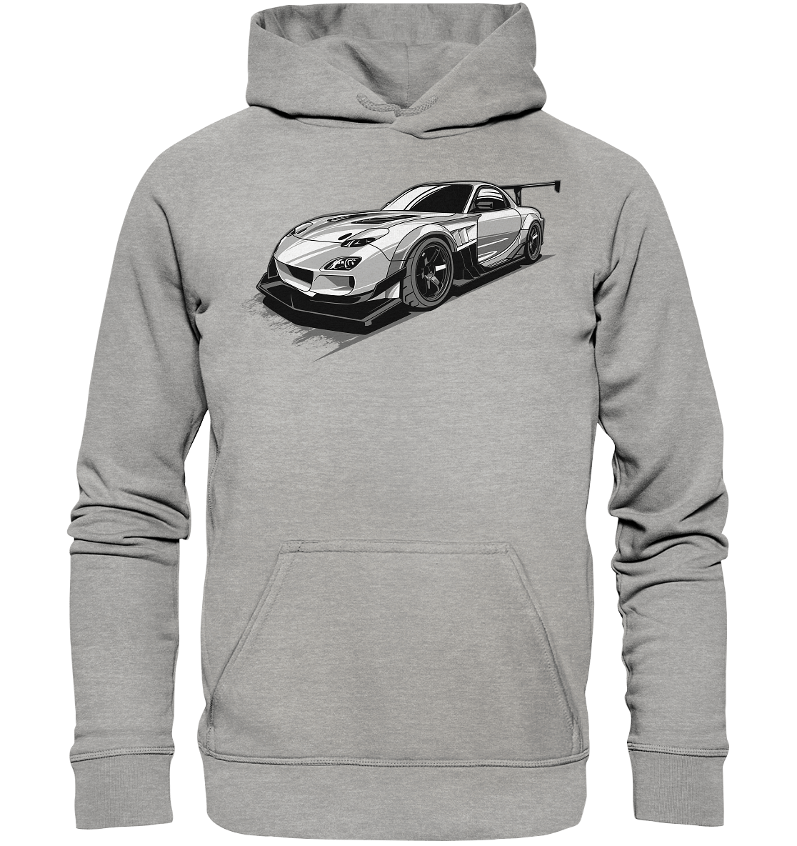 black and white Mazda Rx-7 - Basic Unisex Hoodie - MotoMerch.de