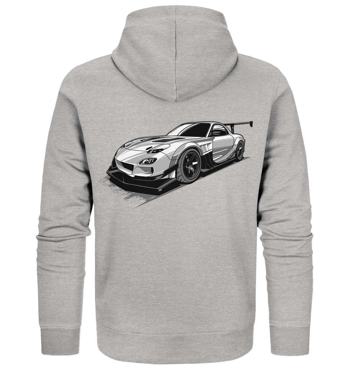 black and white Mazda Rx-7 - Organic Zipper - MotoMerch.de