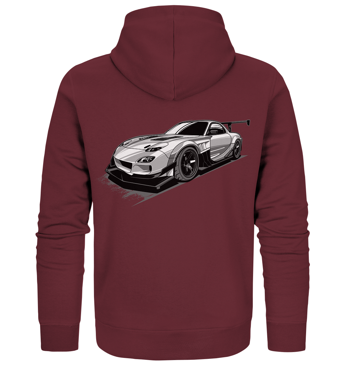 black and white Mazda Rx-7 - Organic Zipper - MotoMerch.de