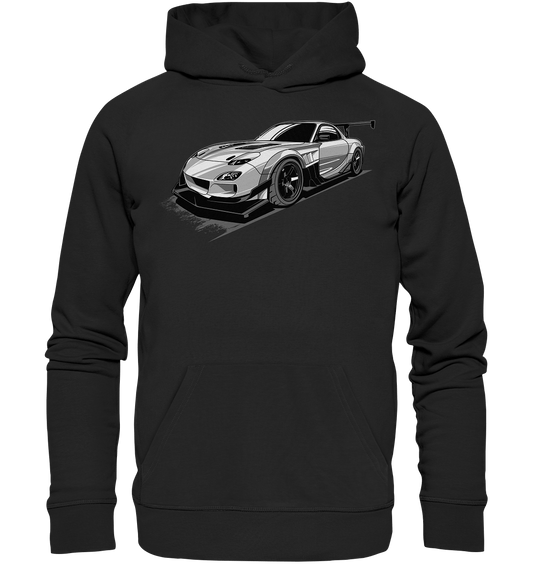 black and white Mazda Rx-7 - Premium Unisex Hoodie - MotoMerch.de