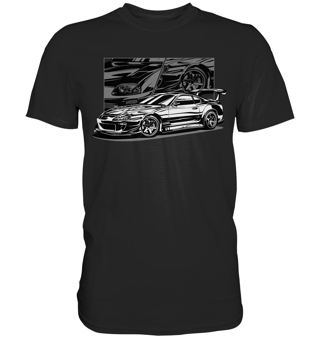 Black and White Supra MK4 - Premium Shirt - MotoMerch.de