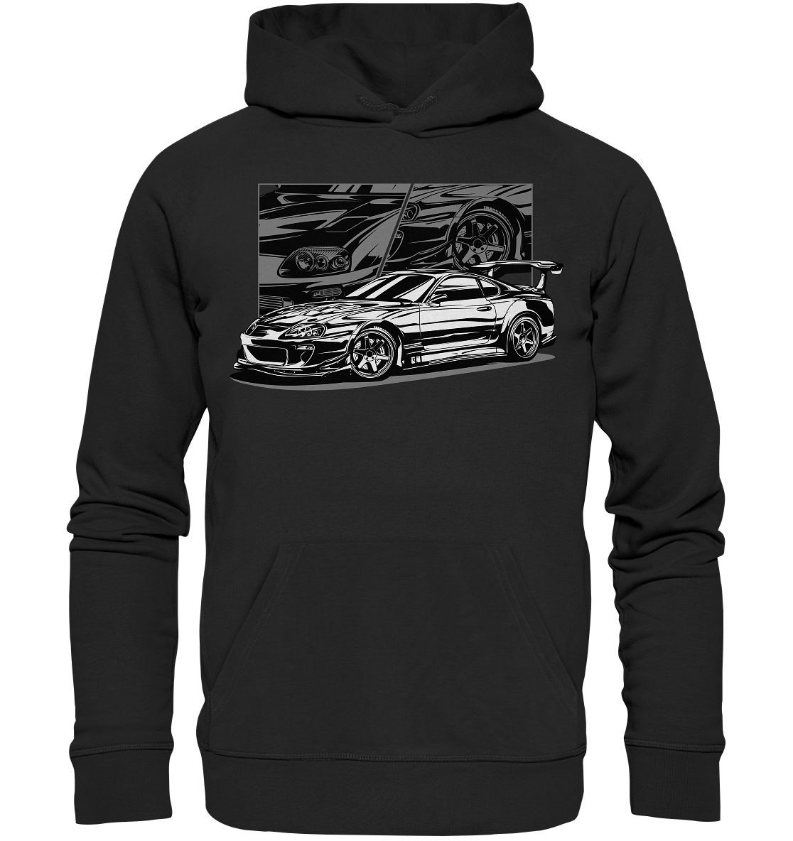 Black and White Supra MK4 - Premium Unisex Hoodie - MotoMerch.de