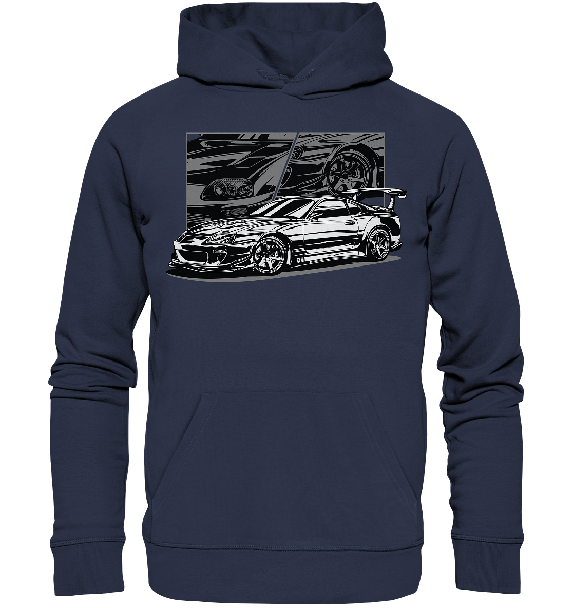 Black and White Supra MK4 - Premium Unisex Hoodie - MotoMerch.de