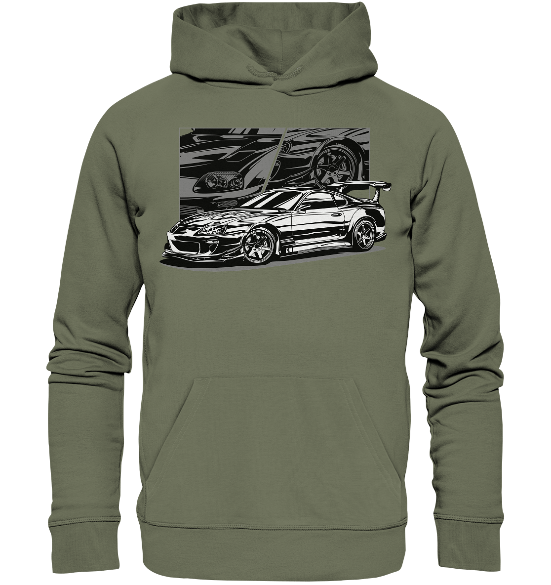 Black and White Supra MK4 - Premium Unisex Hoodie - MotoMerch.de