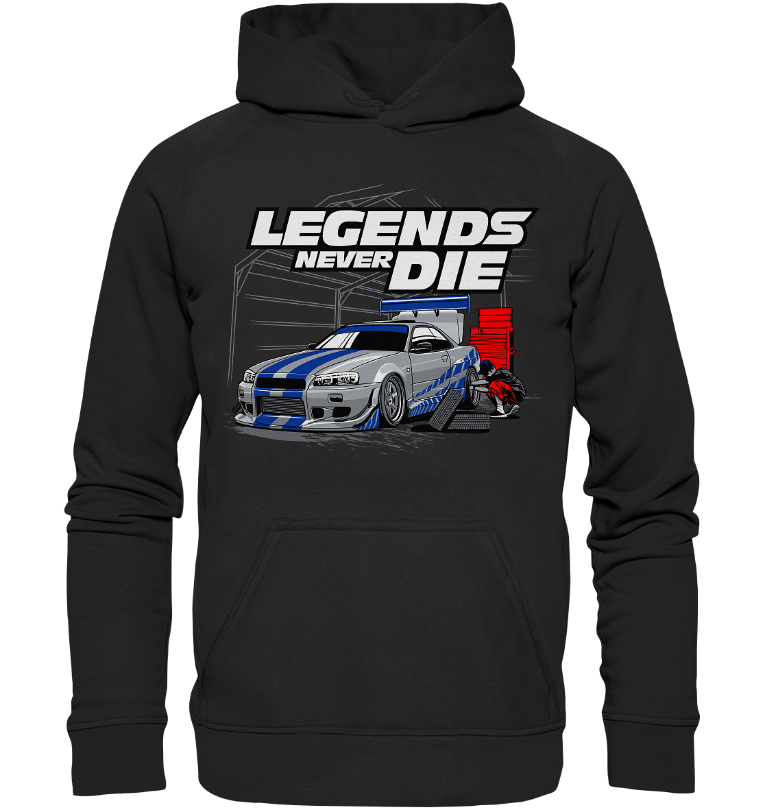Legends never die R34 GT_R - Basic Unisex Hoodie XL - MotoMerch.de