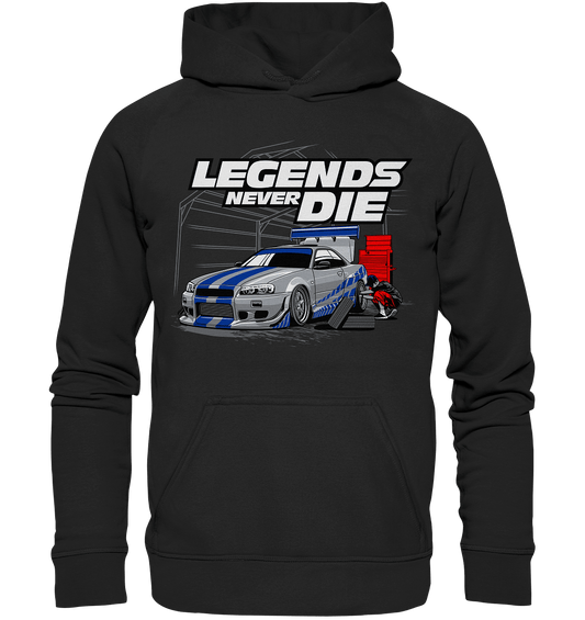 Legends never die R34 GT_R - Basic Unisex Hoodie XL - MotoMerch.de