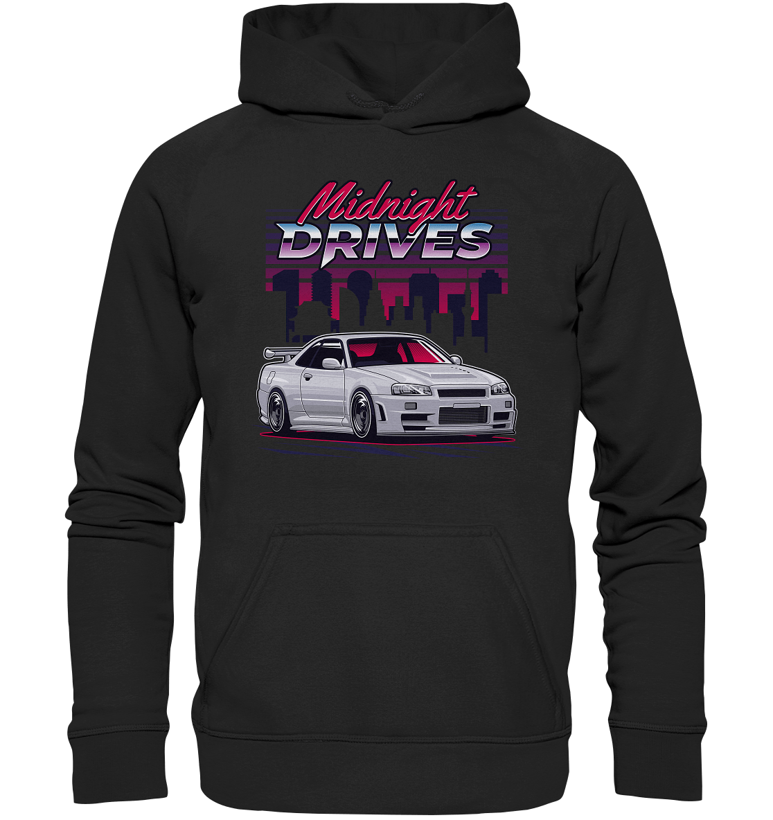 Midnight Drives R34 - Basic Unisex Hoodie XL - MotoMerch.de