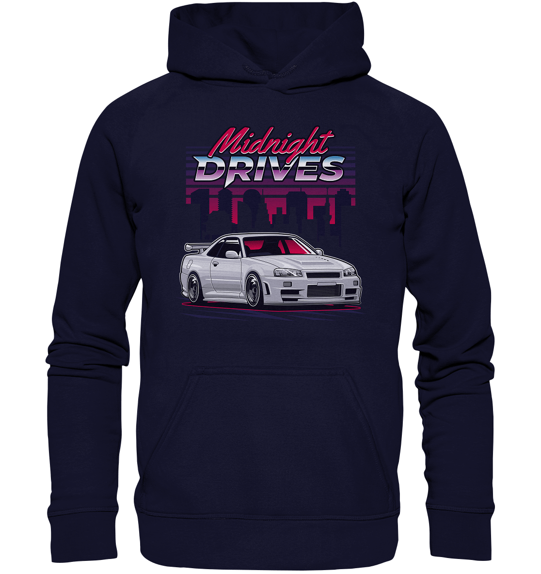 Midnight Drives R34 - Basic Unisex Hoodie XL - MotoMerch.de