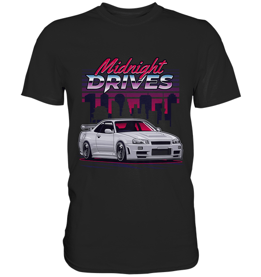 Midnight Drives R34 - Premium Shirt - MotoMerch.de