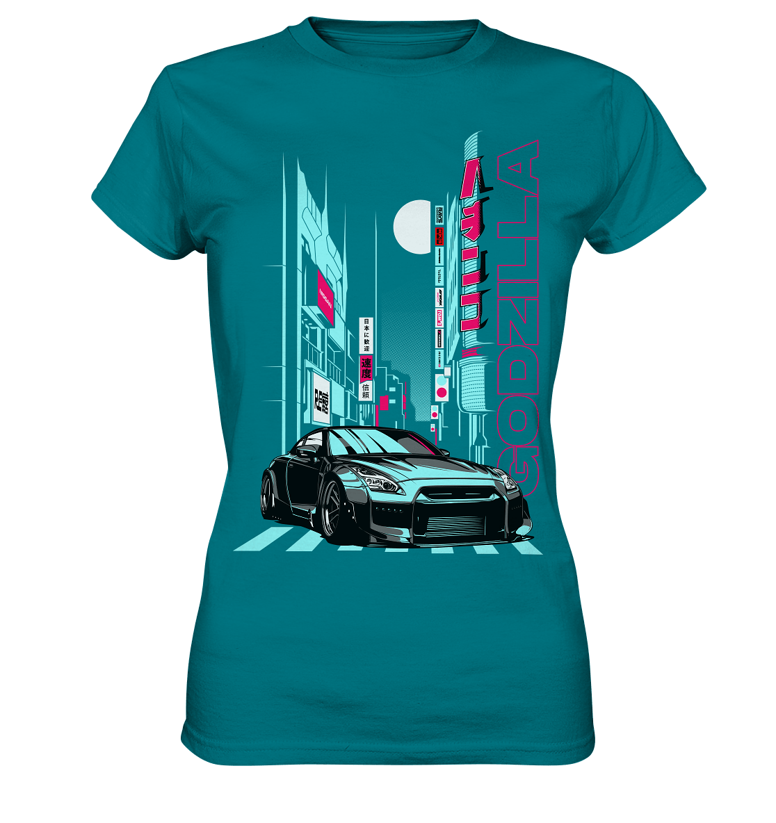 Neon Aesthetic R35 GTR - Ladies Premium Shirt - MotoMerch.de