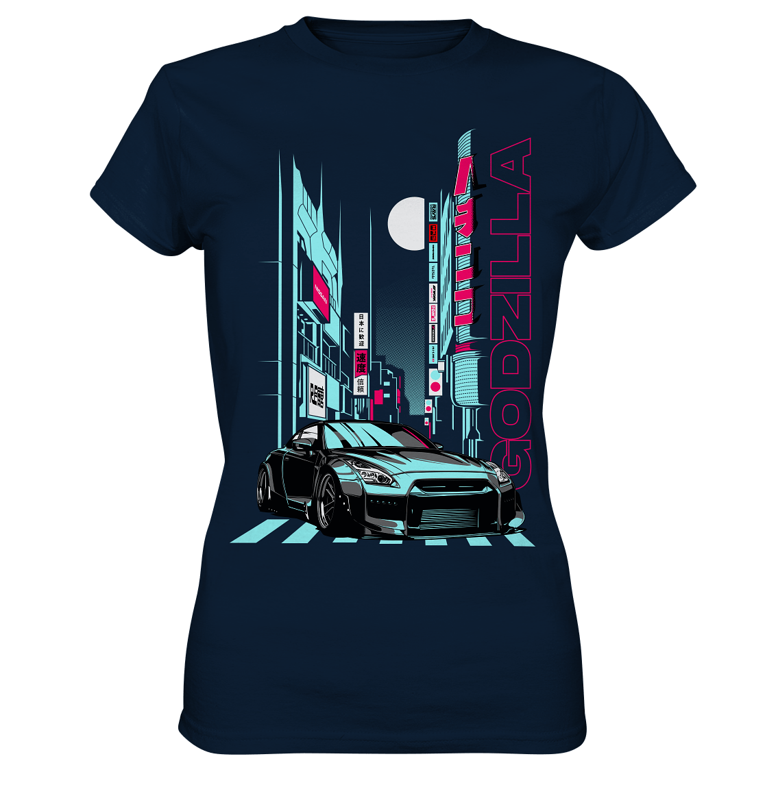 Neon Aesthetic R35 GTR - Ladies Premium Shirt - MotoMerch.de