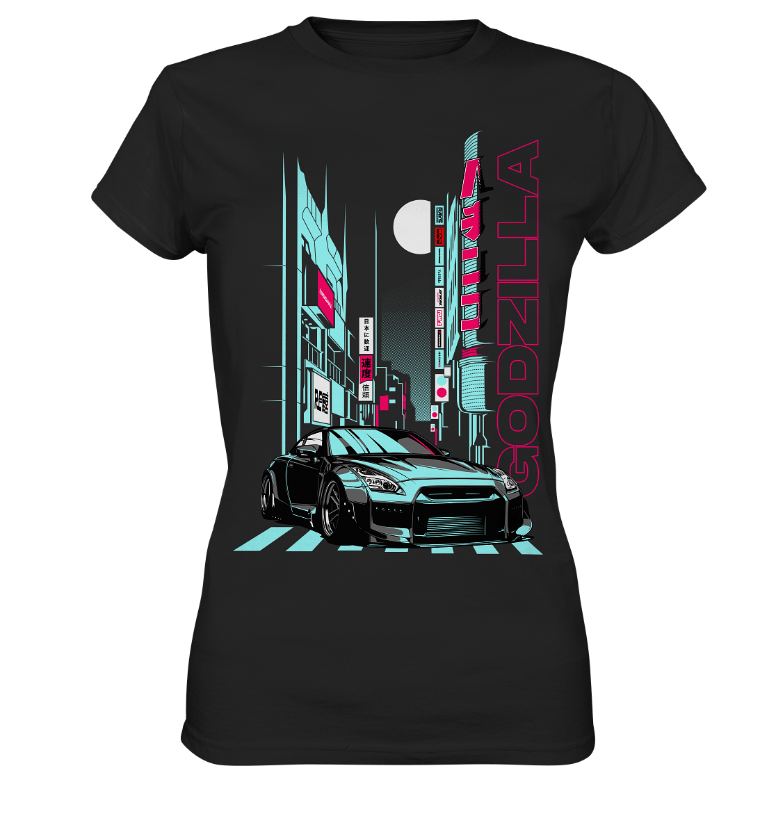 Neon Aesthetic R35 GTR - Ladies Premium Shirt - MotoMerch.de