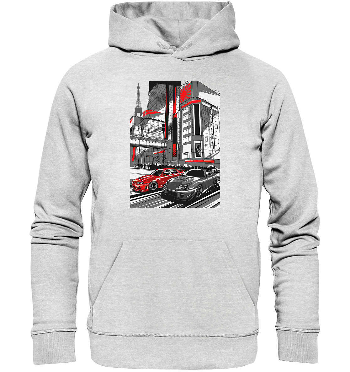 Nihon Nights - R34 vs. MK4 - Premium Unisex Hoodie - MotoMerch.de