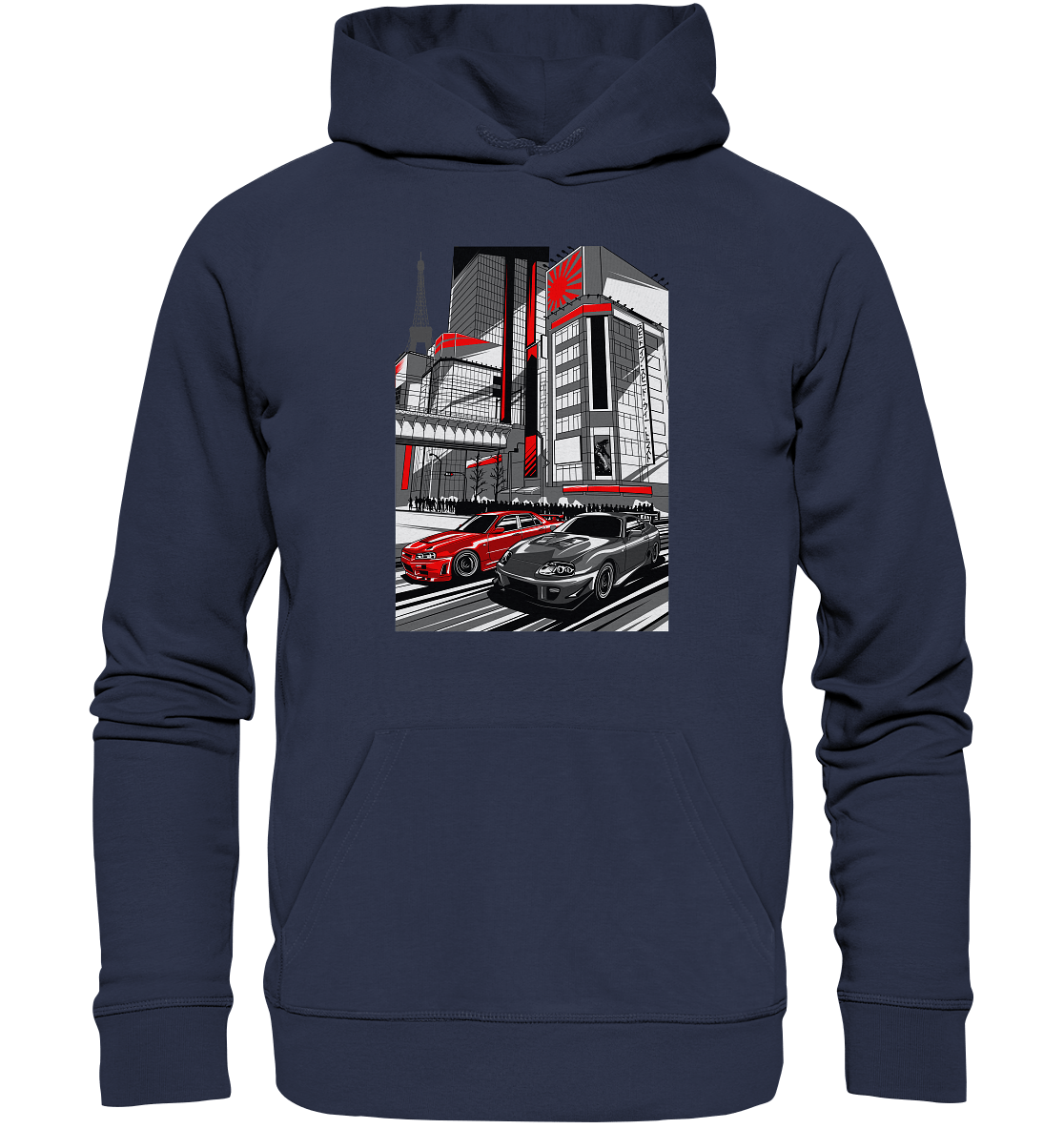 Nihon Nights - R34 vs. MK4 - Premium Unisex Hoodie - MotoMerch.de