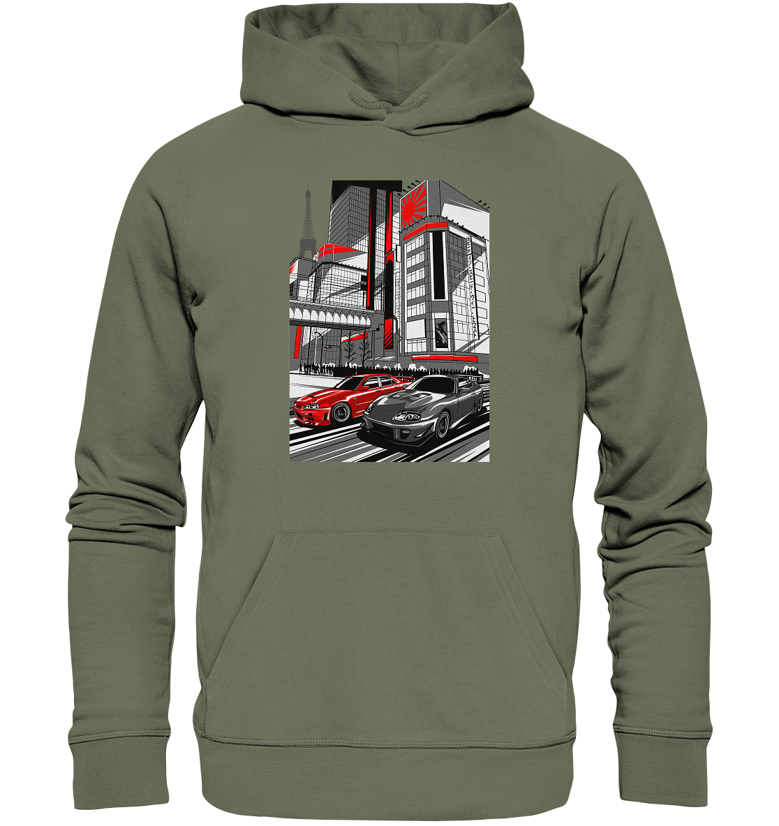 Nihon Nights - R34 vs. MK4 - Premium Unisex Hoodie - MotoMerch.de