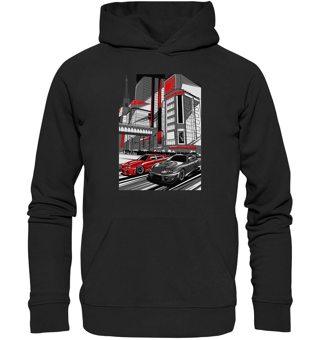 Nihon Nights - R34 vs. MK4 - Premium Unisex Hoodie - MotoMerch.de