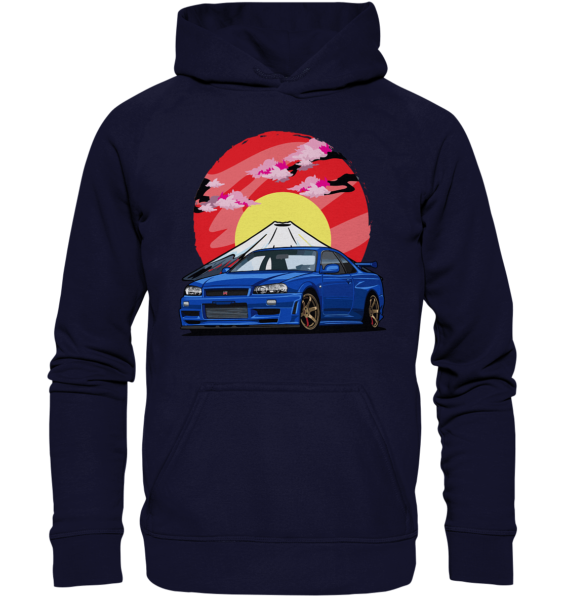 Nissan R34 GT-R Mount Fuji - Basic Unisex Hoodie XL - MotoMerch.de