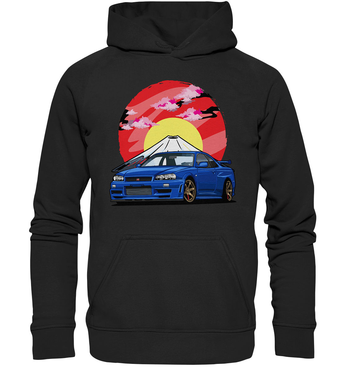 Nissan R34 GT-R Mount Fuji - Basic Unisex Hoodie XL - MotoMerch.de