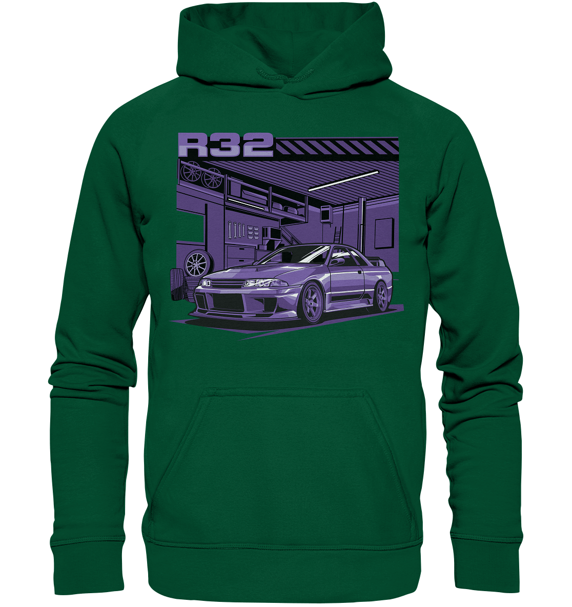Nissan Skyline R32 Garage - Basic Unisex Hoodie - MotoMerch.de