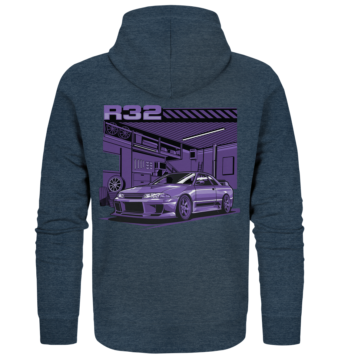 Nissan Skyline R32 Garage - Organic Zipper - MotoMerch.de